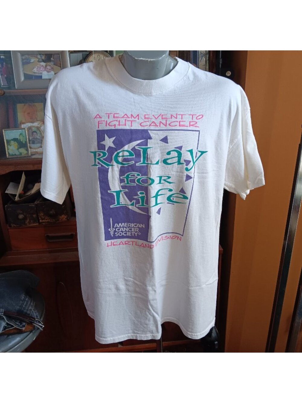 Relay For Life Vintage XL T-Shirt 1990's Cancer Fight Delta Pro Weight White